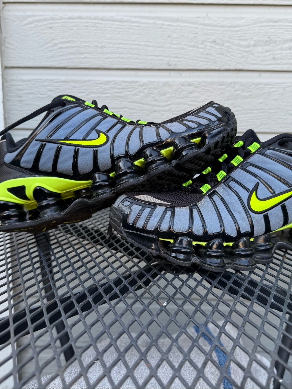 Nike Shox  Black Sneakers with Neon Green Insole Accents
